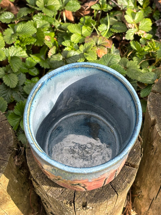 Squeezed Turquoise Red Mug - AnnaPoloDesign