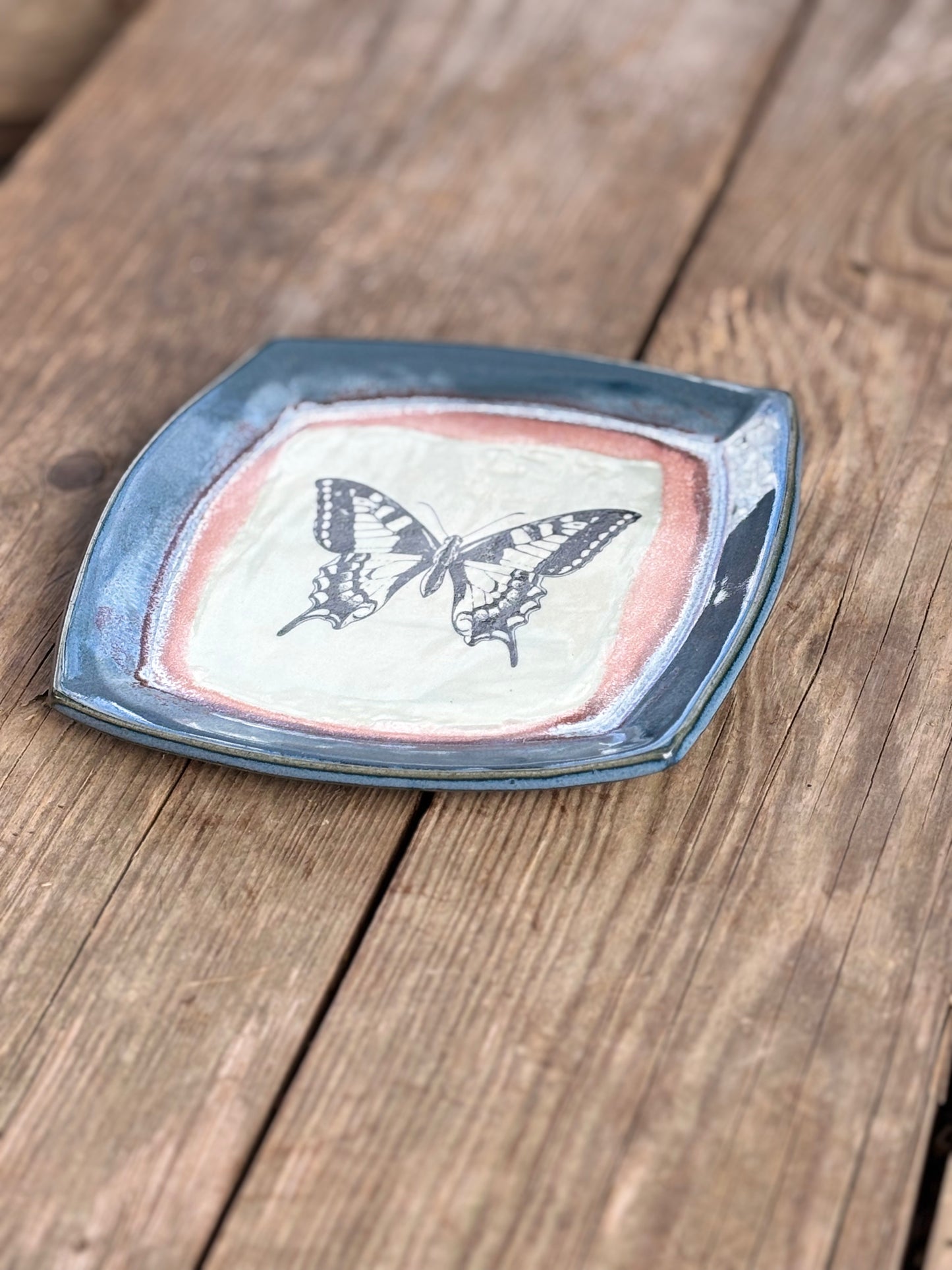 Blue Pink Butterfly Plate - AnnaPoloDesign