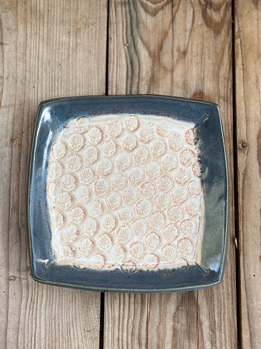 Blue Flowerstamp Plate - AnnaPoloDesign