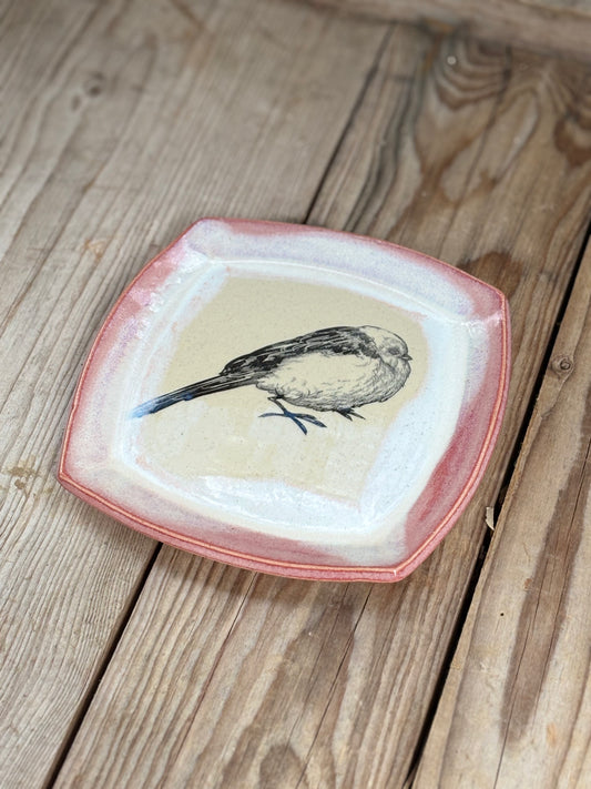 Pink Long-tailed Tit Plate - AnnaPoloDesign