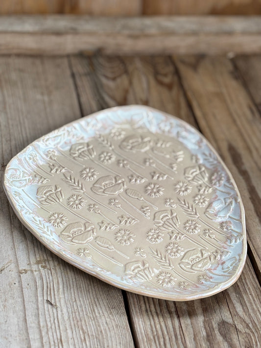 Poppies and Cornflowers Beige Plate - AnnaPoloDesign