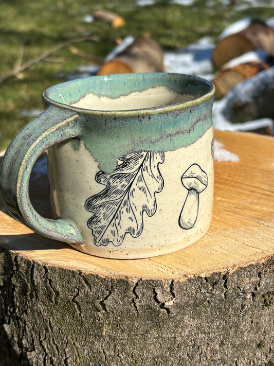Forest Beige Green Turquoise Mug - AnnaPoloDesign