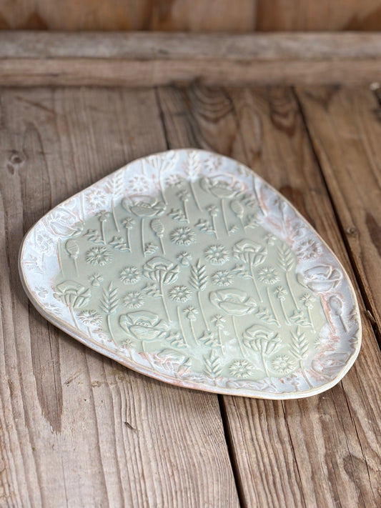 Pink Olive Poppies and Cornflowers Plate - AnnaPoloDesign