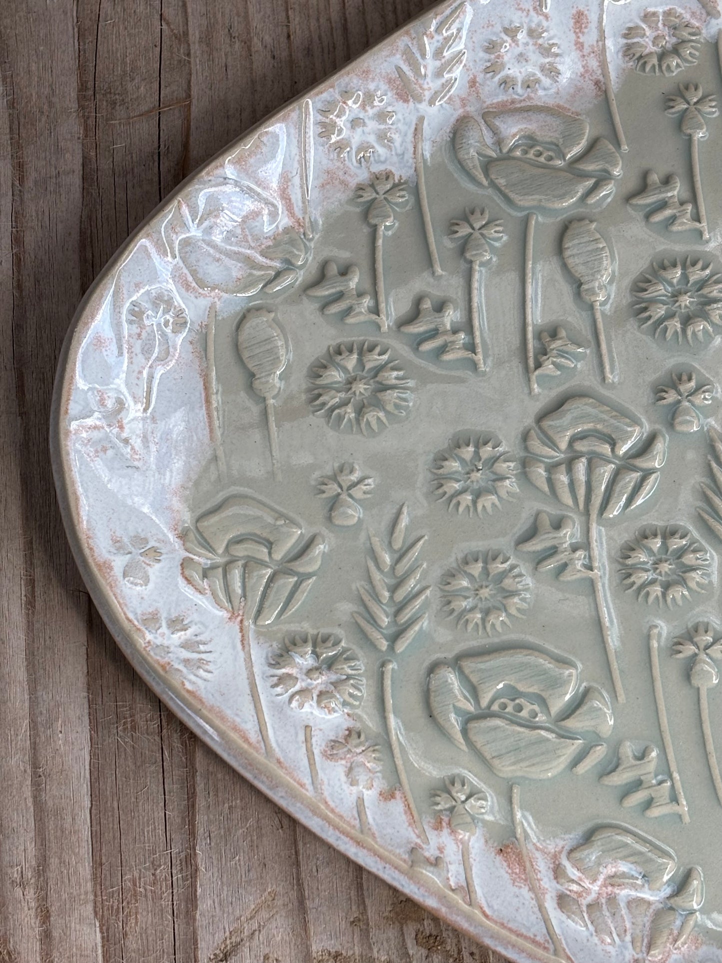 Pink Olive Poppies and Cornflowers Plate - AnnaPoloDesign