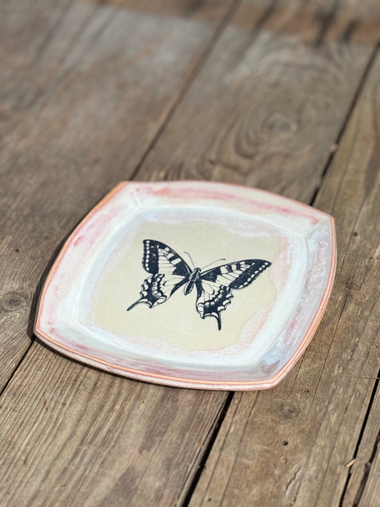 Pink Beige Butterfly Plate - AnnaPoloDesign