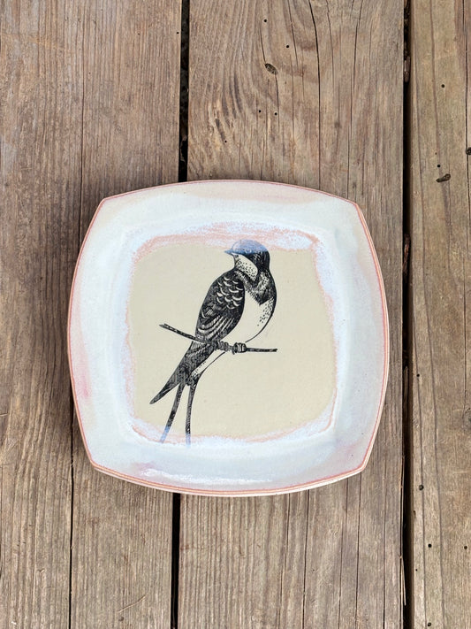 Pink Beige Swallow Plate - AnnaPoloDesign