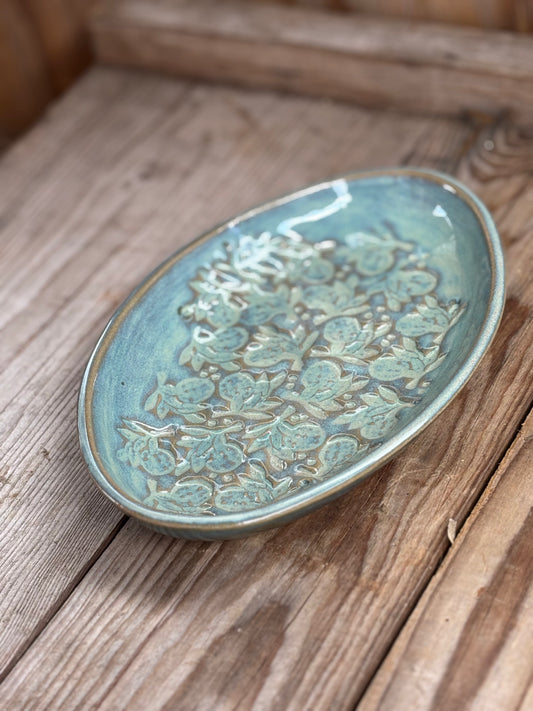 Turqoise Floralstamped Tray - AnnaPoloDesign