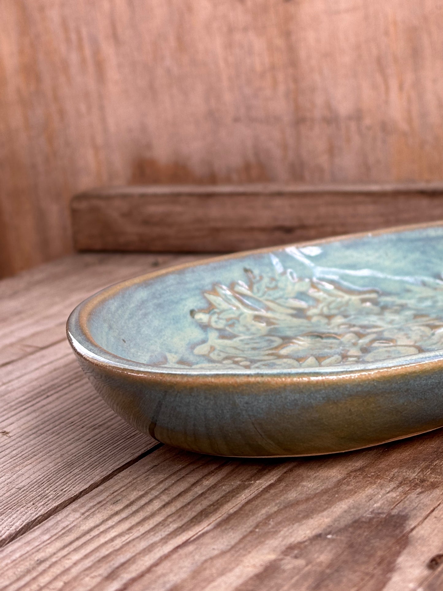 Turqoise Floralstamped Tray - AnnaPoloDesign