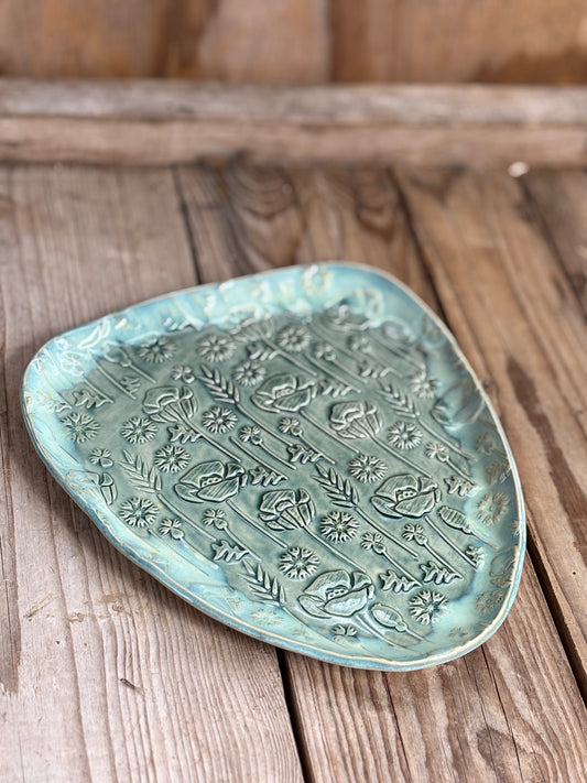 Green Poppies and Cornflowers Plate - AnnaPoloDesign
