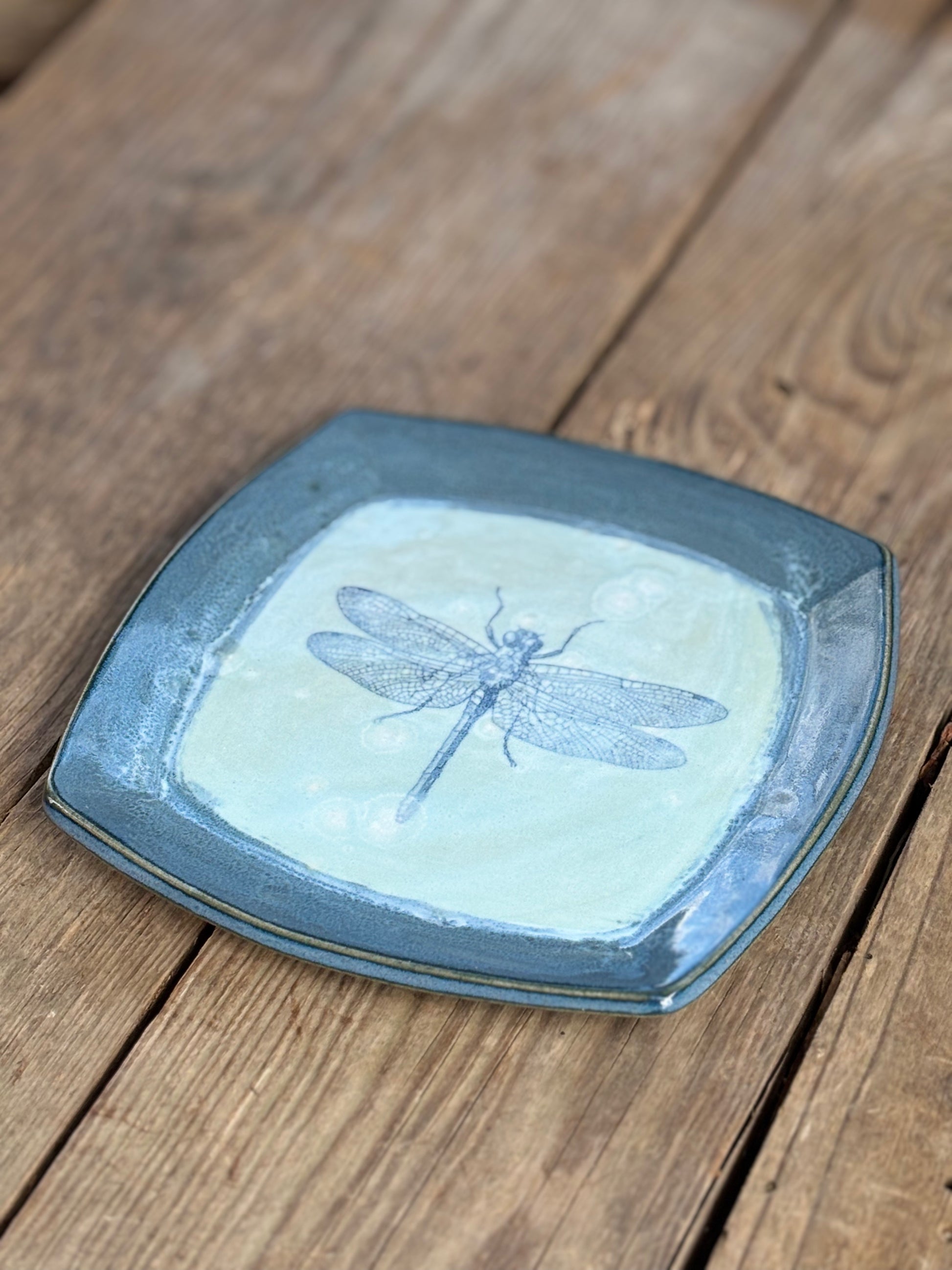 Blue Dragonfly Plate - AnnaPoloDesign