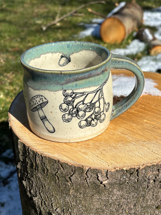 Forest Beige Green Turquoise Mug