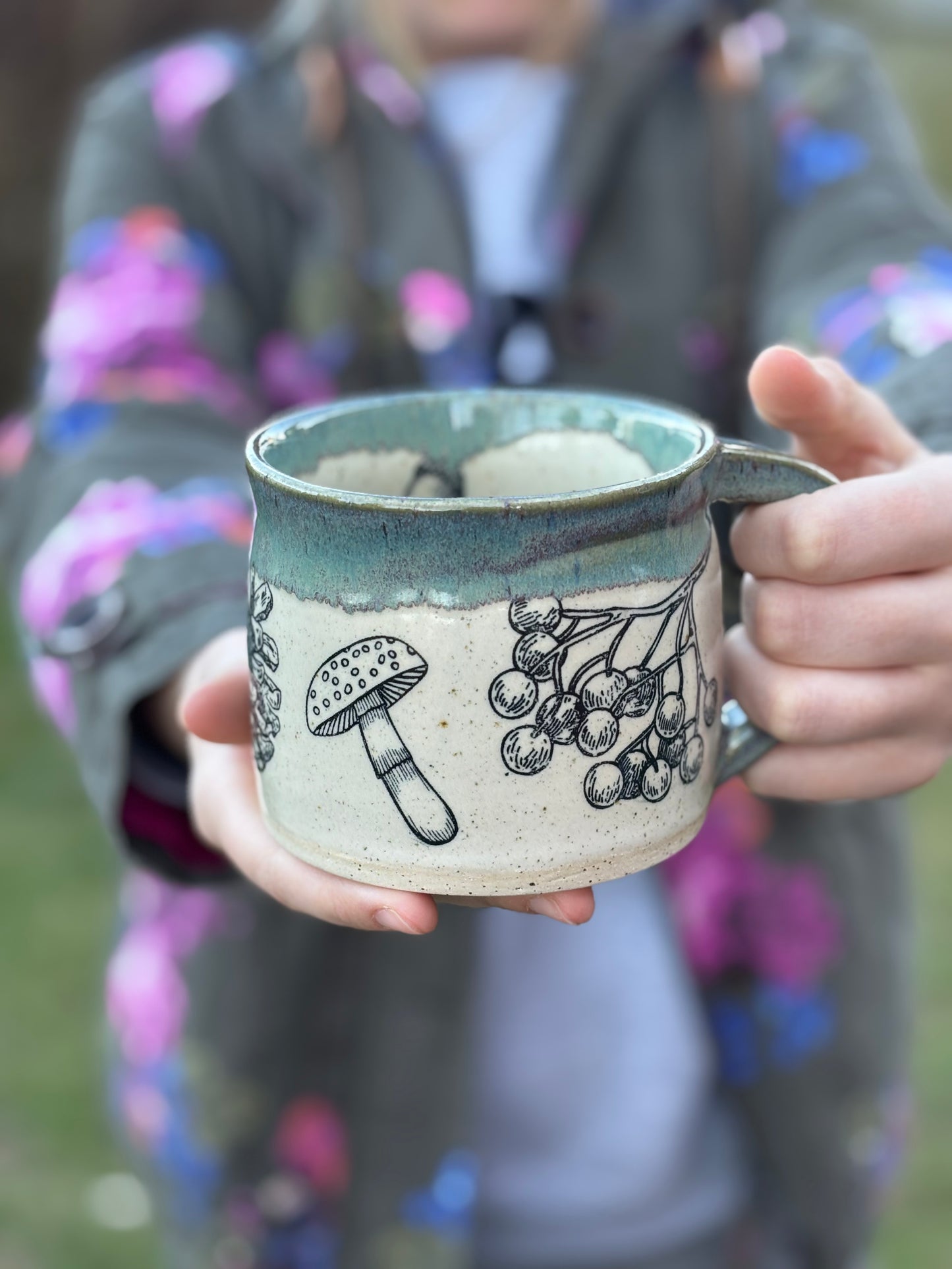 Forest Beige Green Turquoise Mug