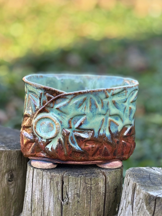 Turquoise Bronze Flower Pot